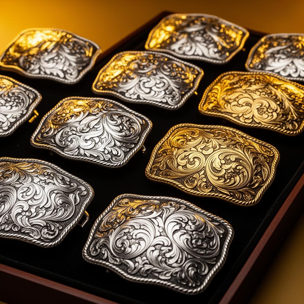 Sterling silver and gold belt buckles