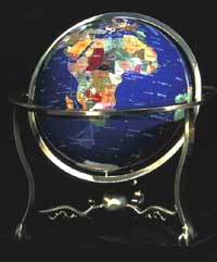 13" Lapis Globe with Green Bronze Base