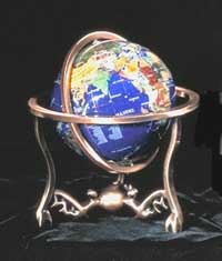 6" Lapis Globe with Bronze Base