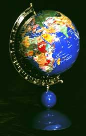 8" Lapis Globe with Stone Base